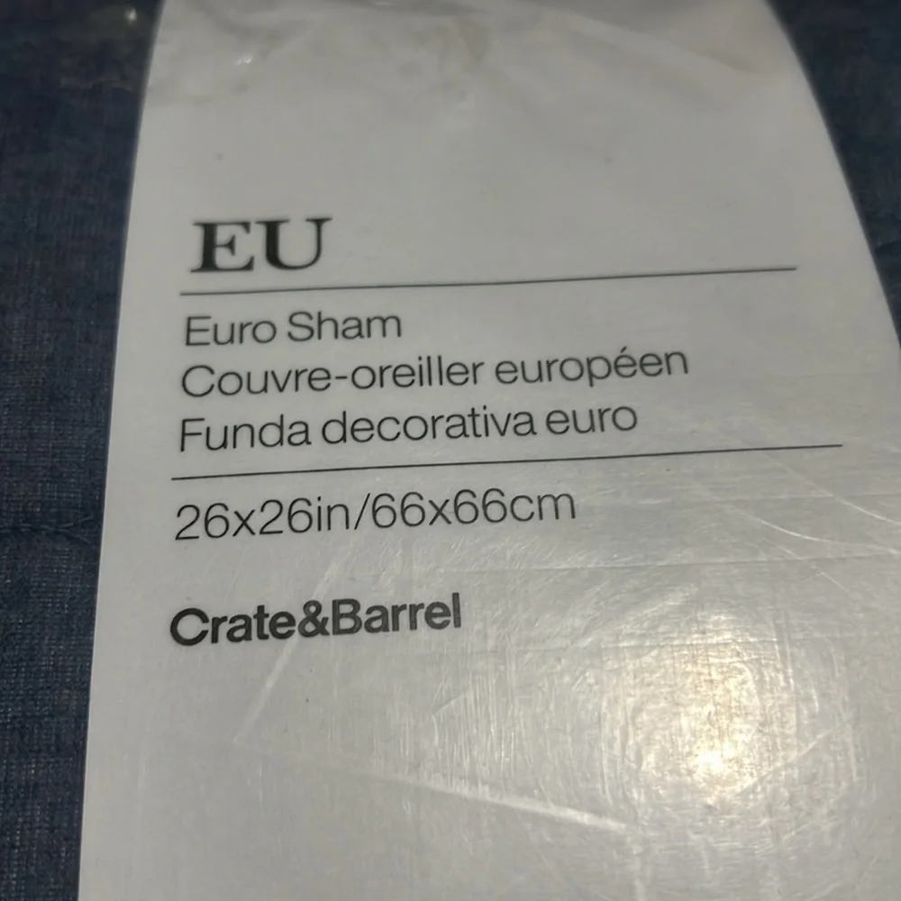 Crate & Barrel New in Package Fontaine Blue Euro Sham